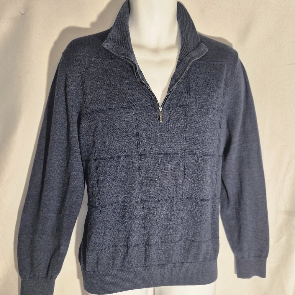 VAN HEUSEN Classic zippered chest sweater, Dark Bluish gray in size Medium